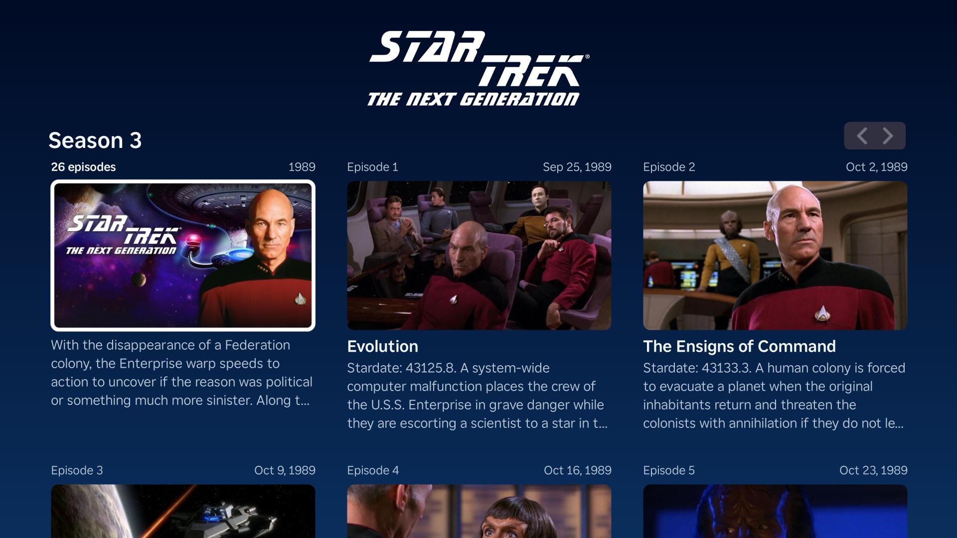 Starfin television season view